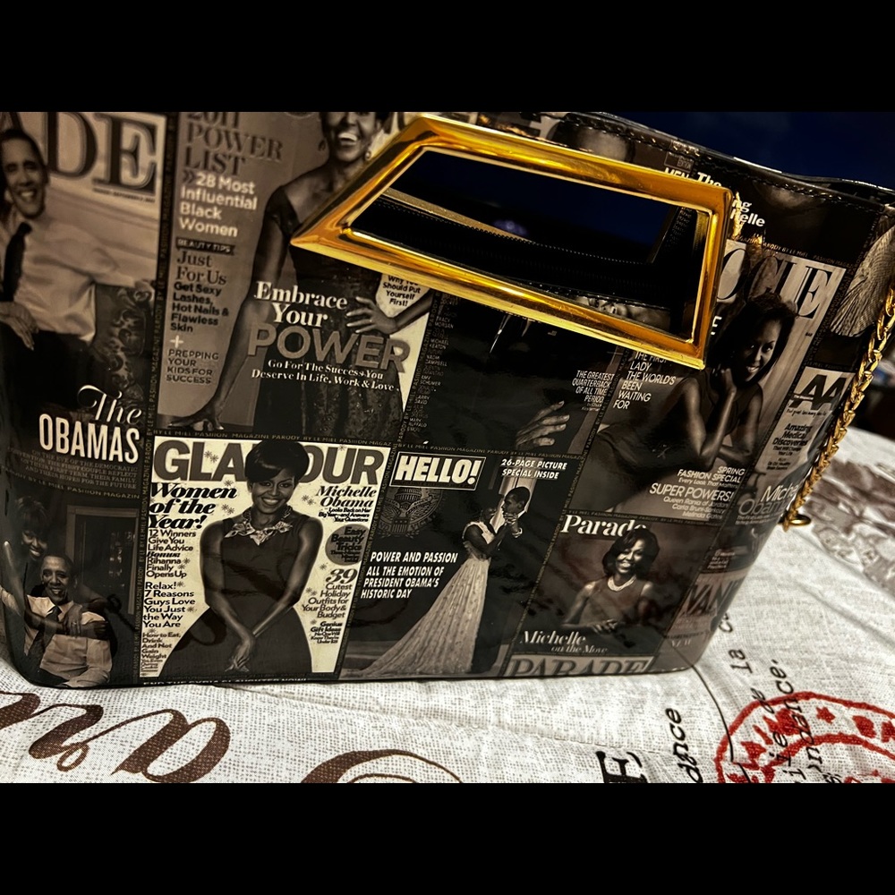 Black & white Michelle Obama purse
